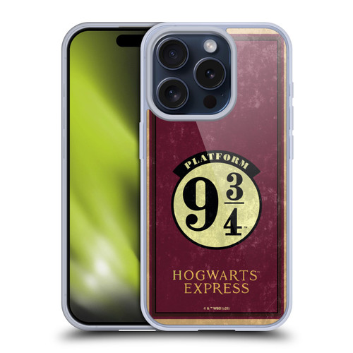 Harry Potter Locations Typography Platform 9 3/4 Soft Gel Case for Apple iPhone 15 Pro & MagSafe