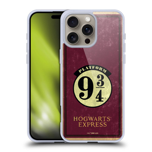 Harry Potter Locations Typography Platform 9 3/4 Soft Gel Case for Apple iPhone 16 Pro Max