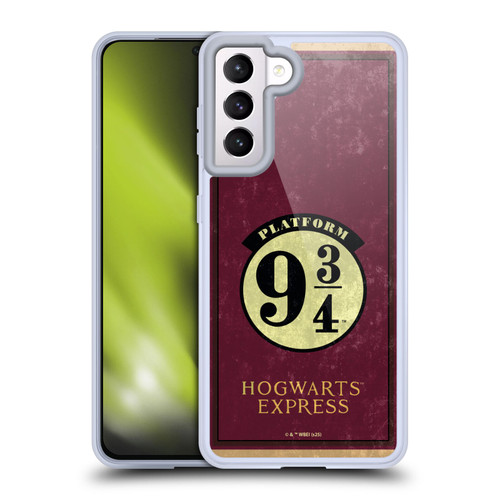 Harry Potter Locations Typography Platform 9 3/4 Soft Gel Case for Samsung Galaxy S21 5G & MagSafe