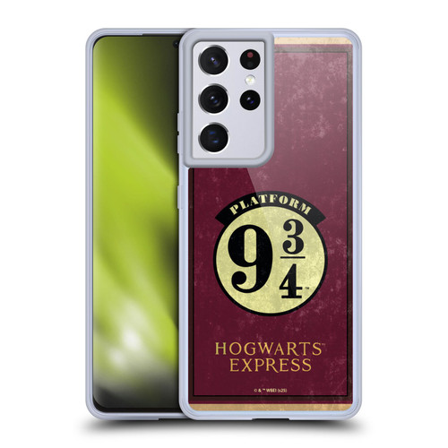 Harry Potter Locations Typography Platform 9 3/4 Soft Gel Case for Samsung Galaxy S21 Ultra 5G & MagSafe