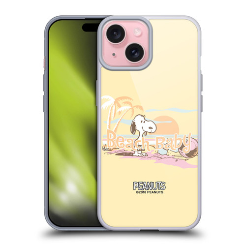 Peanuts Beach Snoopy Sunset Soft Gel Case for Apple iPhone 15
