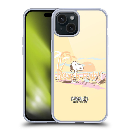 Peanuts Beach Snoopy Sunset Soft Gel Case for Apple iPhone 15 Plus