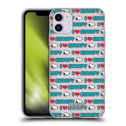 Peanuts Snoopy Boardwalk Airbrush I Love Pattern Soft Gel Case for Apple iPhone 11