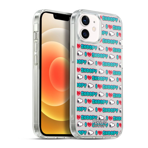 Peanuts Snoopy Boardwalk Airbrush I Love Pattern Soft Gel Case for Apple iPhone 12 / iPhone 12 Pro & MagSafe