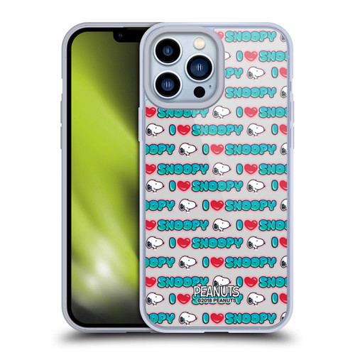 Peanuts Snoopy Boardwalk Airbrush I Love Pattern Soft Gel Case for Apple iPhone 13 Pro Max & MagSafe