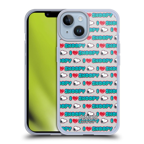 Peanuts Snoopy Boardwalk Airbrush I Love Pattern Soft Gel Case for Apple iPhone 14