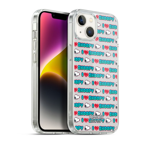 Peanuts Snoopy Boardwalk Airbrush I Love Pattern Soft Gel Case for Apple iPhone 14 Plus & MagSafe