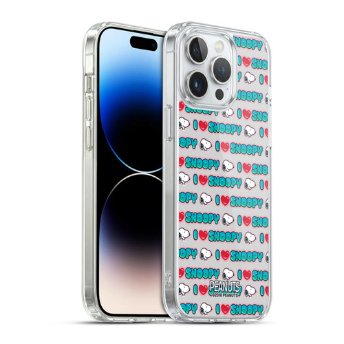 Peanuts Snoopy Boardwalk Airbrush I Love Pattern Soft Gel Case for Apple iPhone 14 Pro Max & MagSafe
