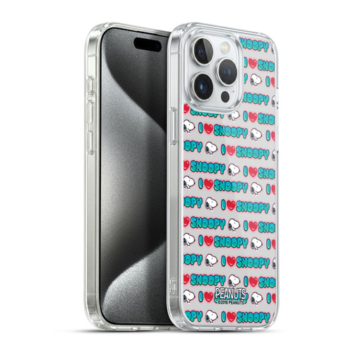 Peanuts Snoopy Boardwalk Airbrush I Love Pattern Soft Gel Case for Apple iPhone 15 Pro Max & MagSafe