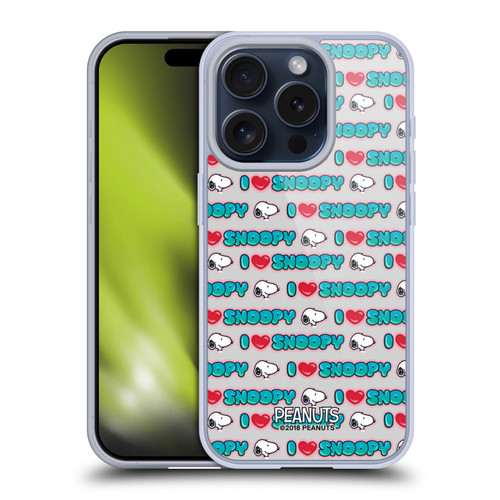 Peanuts Snoopy Boardwalk Airbrush I Love Pattern Soft Gel Case for Apple iPhone 15 Pro