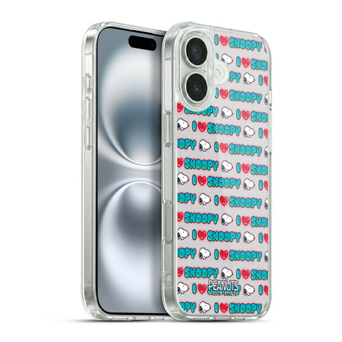 Peanuts Snoopy Boardwalk Airbrush I Love Pattern Soft Gel Case for Apple iPhone 16 Plus & MagSafe