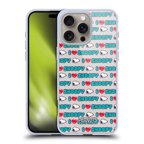 Peanuts Snoopy Boardwalk Airbrush I Love Pattern Soft Gel Case for Apple iPhone 16 Pro Max