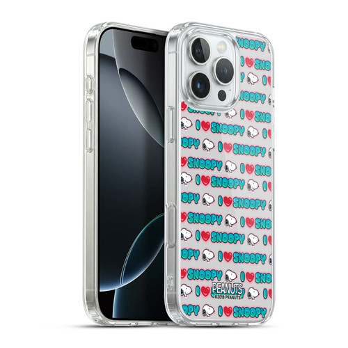 Peanuts Snoopy Boardwalk Airbrush I Love Pattern Soft Gel Case for Apple iPhone 16 Pro Max & MagSafe