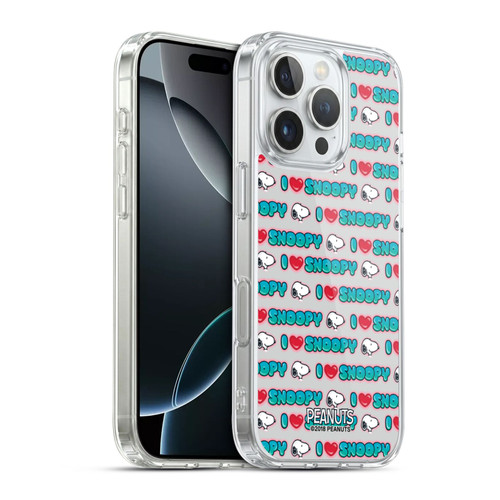 Peanuts Snoopy Boardwalk Airbrush I Love Pattern Soft Gel Case for Apple iPhone 16 Pro & MagSafe