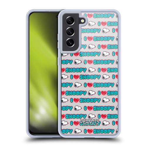 Peanuts Snoopy Boardwalk Airbrush I Love Pattern Soft Gel Case for Samsung Galaxy S21 FE 5G