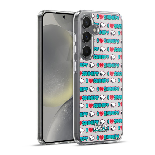 Peanuts Snoopy Boardwalk Airbrush I Love Pattern Soft Gel Case for Samsung Galaxy S24+ 5G & MagSafe