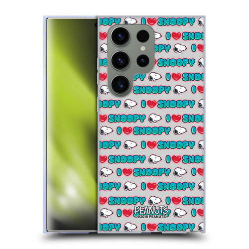 Peanuts Snoopy Boardwalk Airbrush I Love Pattern Soft Gel Case for Samsung Galaxy S24 Ultra 5G & MagSafe
