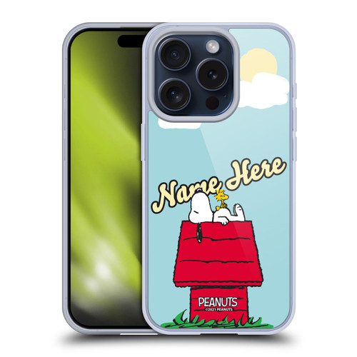 Custom Customised Personalised Peanuts Art Snoopy & Woodstock Soft Gel Case for Apple iPhone 15 Pro