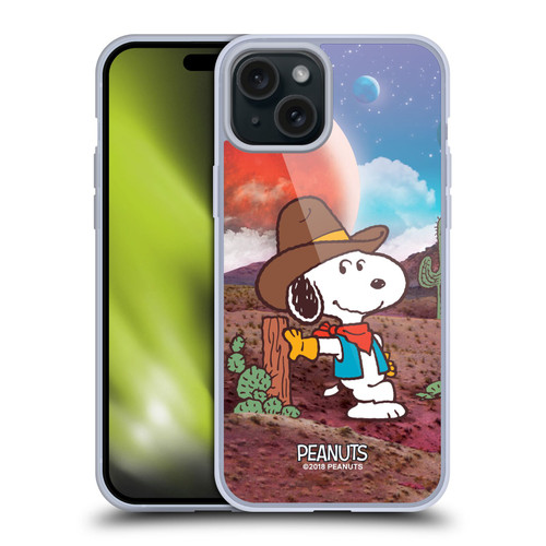Peanuts Snoopy Space Cowboy Nebula Ranger Soft Gel Case for Apple iPhone 15 Plus