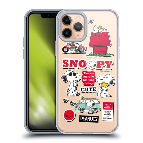 Peanuts Trends Snoopy Sticker Print Soft Gel Case for Apple iPhone 11 Pro & MagSafe