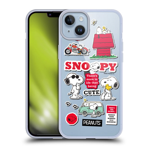 Peanuts Trends Snoopy Sticker Print Soft Gel Case for Apple iPhone 14 Plus & MagSafe