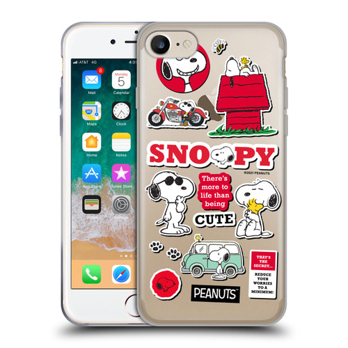 Peanuts Trends Snoopy Sticker Print Soft Gel Case for Apple iPhone 7 / 8 / SE 2020 & 2022 & MagSafe