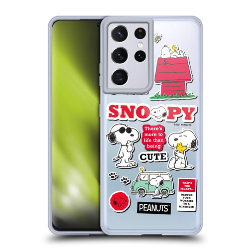Peanuts Trends Snoopy Sticker Print Soft Gel Case for Samsung Galaxy S21 Ultra 5G & MagSafe