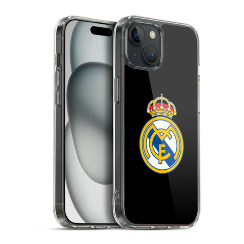 Real Madrid CF Origin Plain Logo Black Soft Gel Case for Apple iPhone 15 Plus & MagSafe