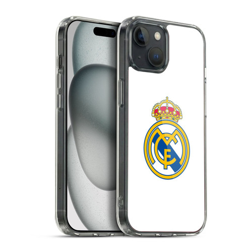 Real Madrid CF Origin Plain Logo White Soft Gel Case for Apple iPhone 15 Plus & MagSafe