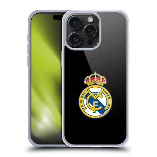 Real Madrid CF Origin Plain Logo Black Soft Gel Case for Apple iPhone 15 Pro Max