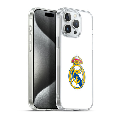 Real Madrid CF Origin Plain Logo White Soft Gel Case for Apple iPhone 15 Pro Max & MagSafe