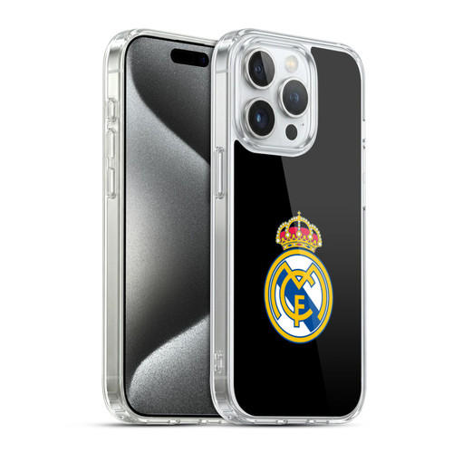 Real Madrid CF Origin Plain Logo Black Soft Gel Case for Apple iPhone 15 Pro & MagSafe