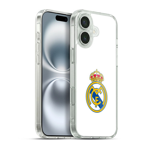 Real Madrid CF Origin Plain Logo White Soft Gel Case for Apple iPhone 16 Plus & MagSafe