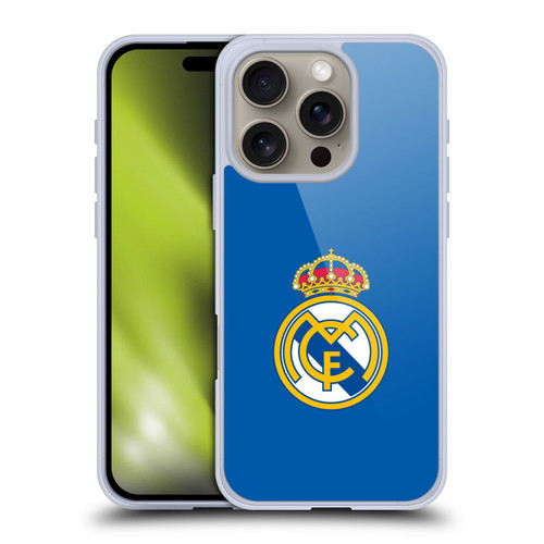 Real Madrid CF Origin Plain Logo Blue Soft Gel Case for Apple iPhone 16 Pro