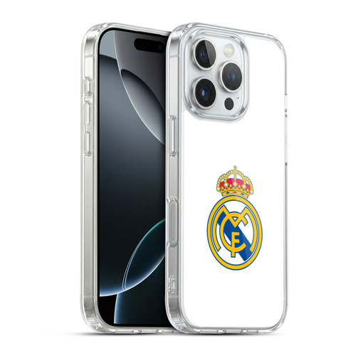 Real Madrid CF Origin Plain Logo White Soft Gel Case for Apple iPhone 16 Pro & MagSafe