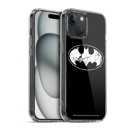 Batman DC Comics Logos Marble Soft Gel Case for Apple iPhone 15 & MagSafe