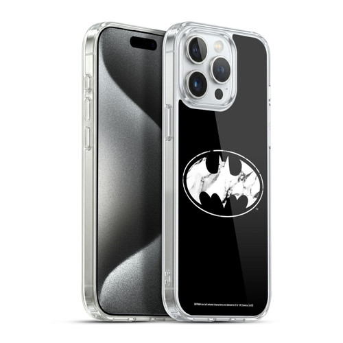 Batman DC Comics Logos Marble Soft Gel Case for Apple iPhone 15 Pro Max & MagSafe