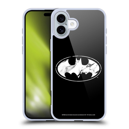 Batman DC Comics Logos Marble Soft Gel Case for Apple iPhone 16 Plus
