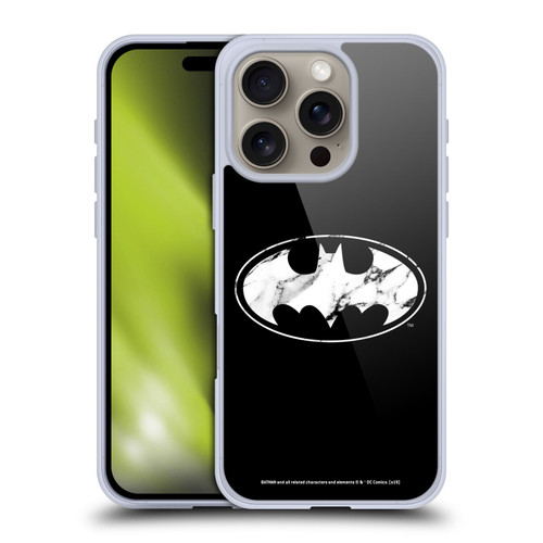 Batman DC Comics Logos Marble Soft Gel Case for Apple iPhone 16 Pro