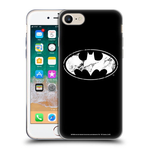 Batman DC Comics Logos Marble Soft Gel Case for Apple iPhone 7 / 8 / SE 2020 & 2022