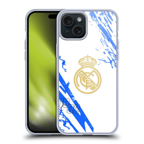 Real Madrid CF Urban White Blue Soft Gel Case for Apple iPhone 15 Plus