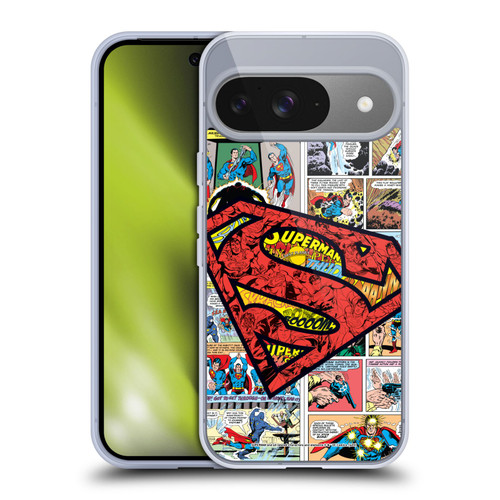 Superman DC Comics Comicbook Art Oversized Logo Soft Gel Case for Google Pixel 9 / Pixel 9 Pro