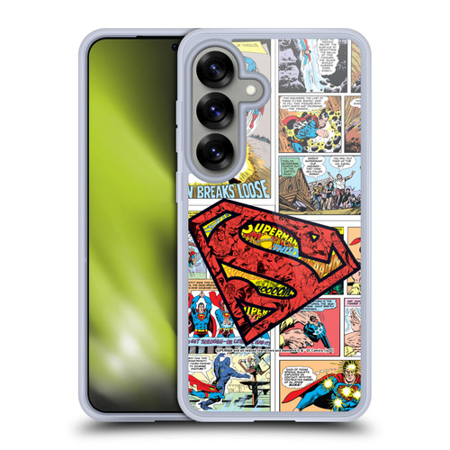 Superman DC Comics Comicbook Art Oversized Logo Soft Gel Case for Samsung Galaxy S25 & MagSafe