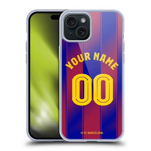 Custom Customised Personalised FC Barcelona 2025/26 Kit Home Soft Gel Case for Apple iPhone 15 Plus