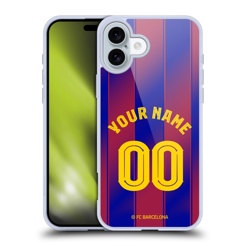 Custom Customised Personalised FC Barcelona 2025/26 Kit Home Soft Gel Case for Apple iPhone 16 Plus