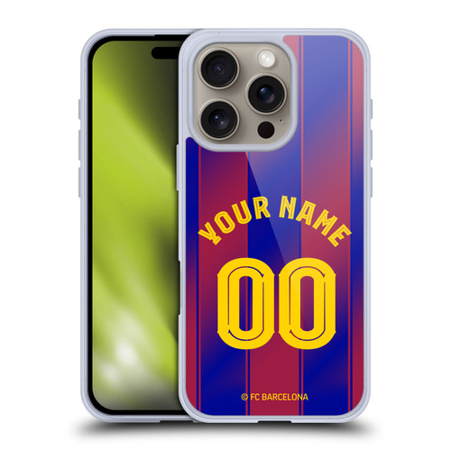 Custom Customised Personalised FC Barcelona 2025/26 Kit Home Soft Gel Case for Apple iPhone 16 Pro