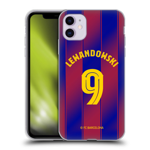 FC Barcelona 2025/26 Players Home Kit Robert Lewandowski Soft Gel Case for Apple iPhone 11