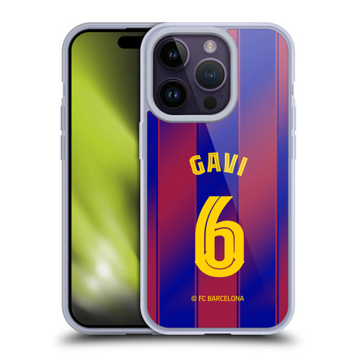 FC Barcelona 2025/26 Players Home Kit Gavi Soft Gel Case for Apple iPhone 14 Pro