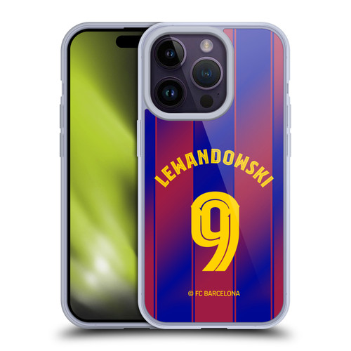 FC Barcelona 2025/26 Players Home Kit Robert Lewandowski Soft Gel Case for Apple iPhone 14 Pro
