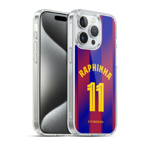 FC Barcelona 2025/26 Players Home Kit Raphinha Soft Gel Case for Apple iPhone 15 Pro & MagSafe
